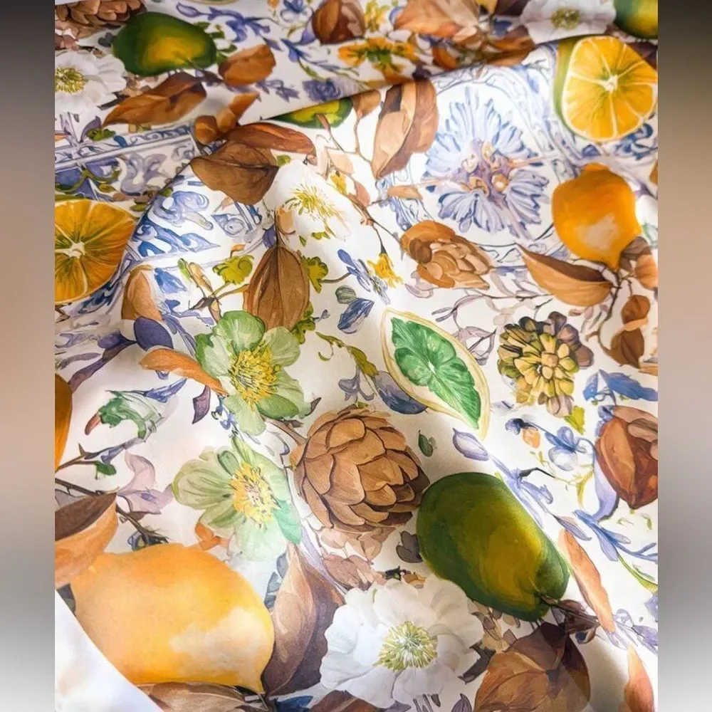 Floral and lemon Print Scarf N1380